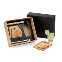 	Caixa para presente com kit caipirinha 6 peças com tábua, base, amassador, mexedor e faca de mesa 4