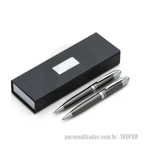 Kit caneta e lapiseira personalizado - Conjunto Caneta e Lapiseira Metal
