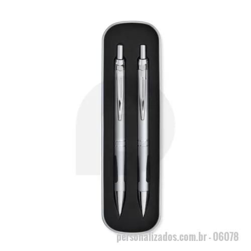 Kit caneta e lapiseira personalizado - Conjunto Caneta e Lapiseira Metal