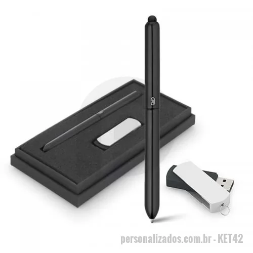 Kit Caneta e Pen Drive personalizado - Kit Caneta e Pen Drive Personalizado - KET42 - Conjunto de Caneta e Pen drive 8GB Personalizada - 119292 - Kit Caneta e Pen Drive