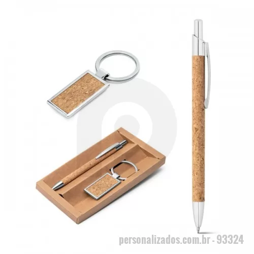 Kit caneta personalizado - Kit esferográfica e chaveiro
