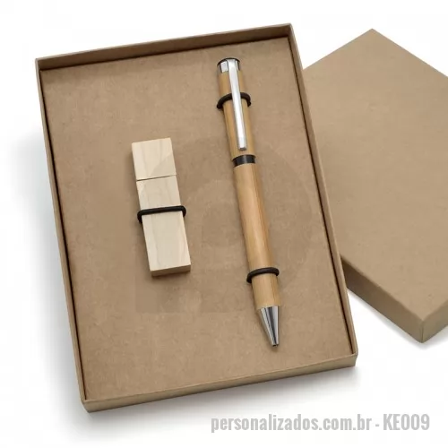 Kit caneta personalizado - Kit Ecol?gico Executivo Presente