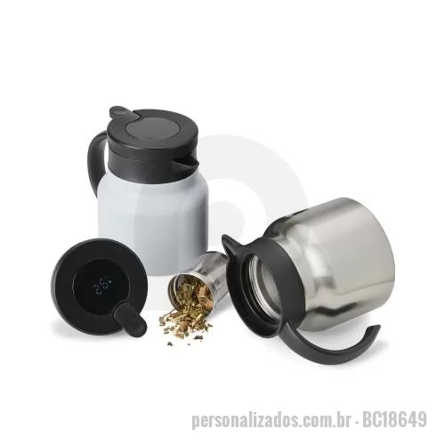 Kit chá personalizado - Chaleira Térmica Inox 750ml com Display LED
