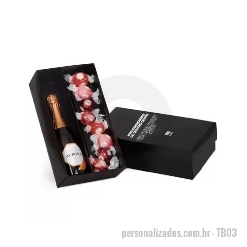 Kit champanhe ou espumante personalizado - 1 Espumante Aurora mini 1 Caixa Kraft 6 Unidades de Trufas