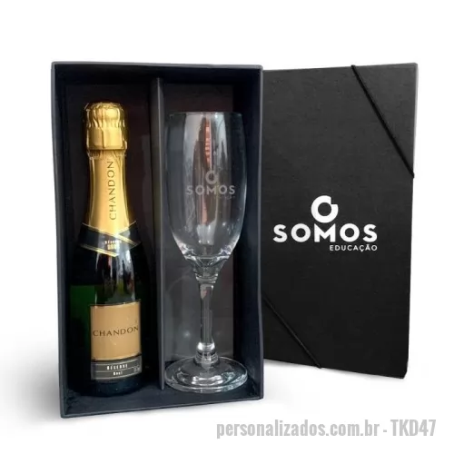 Kit champanhe ou espumante personalizado - Kit champanhe baby chandon com 01 taça de vidro