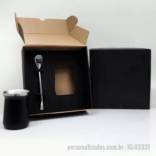 Kit chimarrão personalizado -  Cuia Térmica Em Aço Inox Com Bomba - Preto - 250 Ml  Cuia térmica em Aço Inox com bomba. Cuia confeccionada com dupla parede de inox, isolada a vácuo. Ideal para chimarrão ou tereré.