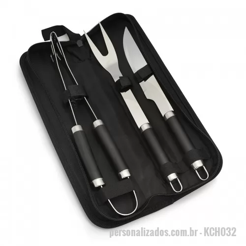 Kit churrasco personalizado - Kit Churrasco 3 Pe?as em Inoxs