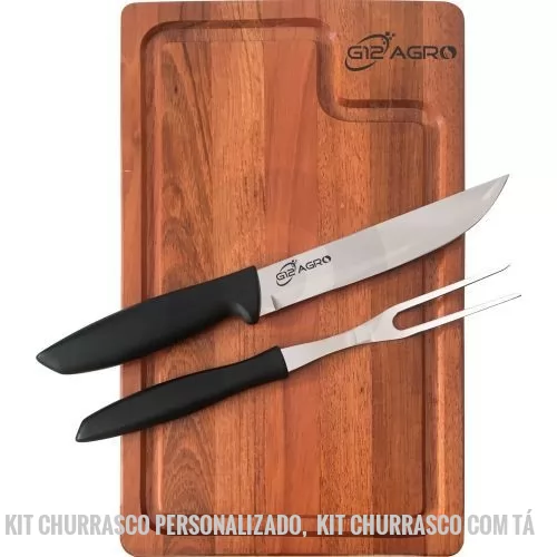 Kit churrasco personalizado - Kit churrasco tábua eucalipto fabricação local + faca e garfo Tramontina. Gravação indelével da logo a laser na tábua e na faca. Um presente útil, de ótima apresentação e durabilidade extrema, garantindo a visualização da sua marca por muitos e muitos anos. Despachamos com frete pago para todo o Brasil.