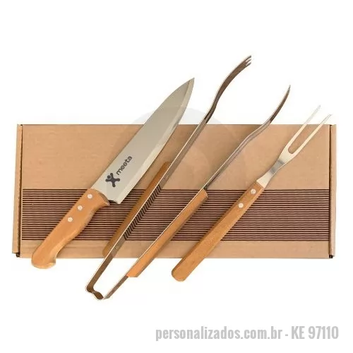 Kit churrasco personalizado - Presente para o Dia dos Pais - kit para churrasco Tramontina composto de faca de 8 , garfo trinchante e pegador. Gravação indelével da logo a laser na faca e no pegador. Um presente útil e durável, que vai garantir a visualização da sua marca por muitos e muitos anos. Acompanha caixa para presente.  Despachamos com frete pago para todo o Brasil