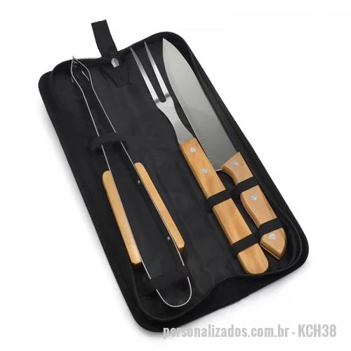 Kit churrasco personalizado - Kit Churrasco com 3 Peças Personalizado