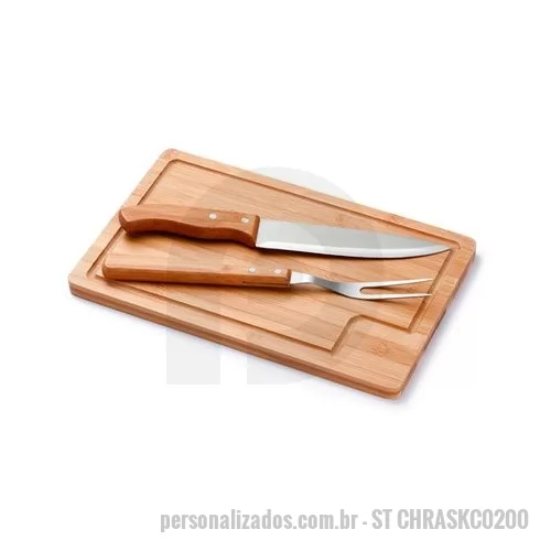 Kit churrasco personalizado - Kit Churrasco Tabua Faca e Garfo para Brindes