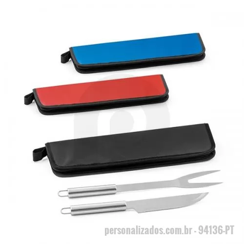 Kit churrasco personalizado - KIT CHURRASCO 2 PEÇAS EM INOX COM ESTOJO