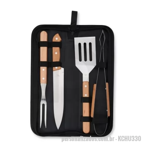 Kit churrasco personalizado - Kit churrasco Personalizado - KCHU330 - Kit churrasco com 4 peças - 182590 - Kit churrasco