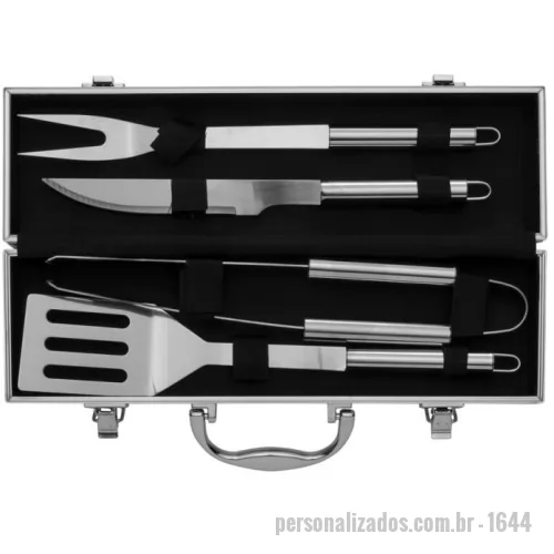 Kit churrasco personalizado - Kit Churrasco 4 peças 13,1 x 6,9 x 38 cm