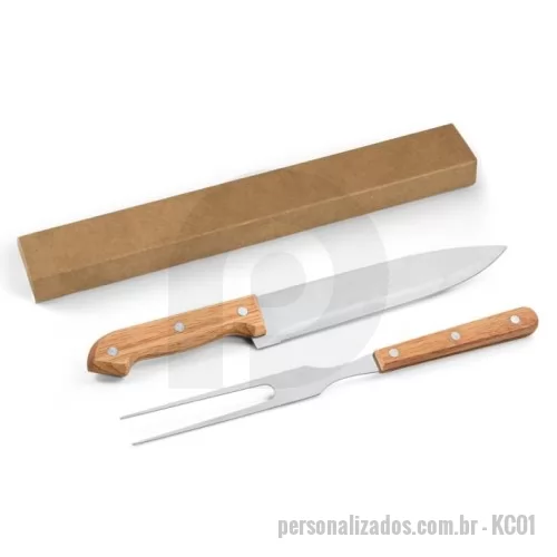 Kit churrasco personalizado - Kit Churrasco Cabo Bambu 2 pçs