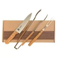 Presente para o Dia dos Pais - kit para churrasco Tramontina composto de faca de 8 , garfo trinchante e pegador. Gravação indelével da logo a laser na faca e no pegador. Um presente útil e durável, que vai garantir a visualização da sua marca por muitos e muitos anos. Acompanha caixa para presente.  Despachamos com frete pago para todo o Brasil