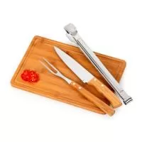Kit churrasco com tábua retangular st (med.:320x200x15mm), faca 7