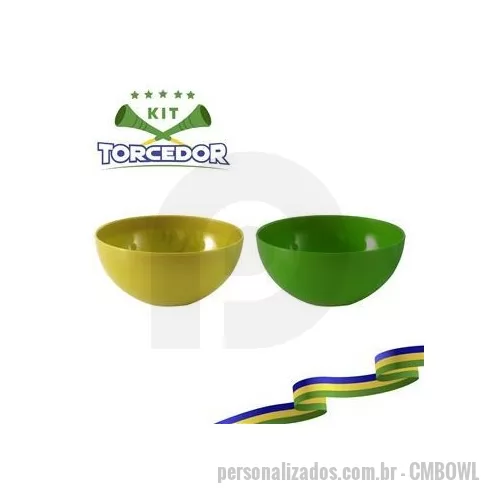 Kit copa do mundo personalizado - Bowl personalizado é um brinde personalizado perfeito para petiscar com a galera assistindo o jogo da seleção canarinho!