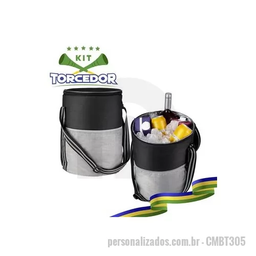 Kit copa do mundo personalizado - Bolsa térmica personalizada para levar a bebida geladinha. O brinde personalizado perfeito para alegrar a galera!