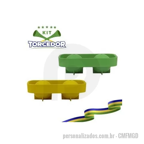 Kit copa do mundo personalizado - Forma de gelo personalizada para que aquele drink no dia do jogo fique ainda mais especial. Um brinde personalizado perfeito para bares e restaurantes.
