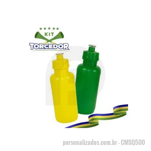 Kit copa do mundo personalizado - Squeeze personalizado nas cores do Brasil é o brinde personalizado campeão de vendas.