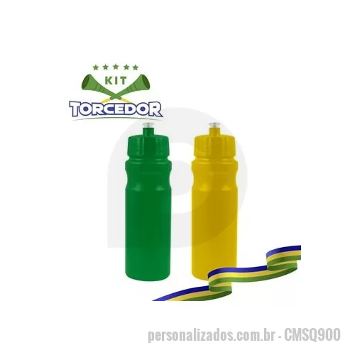 Kit copa do mundo personalizado - Squeeze personalizado semelhante ao que os jogadores utilizam em campo é o brinde personalizado perfeito para promoções da copa do mundo.