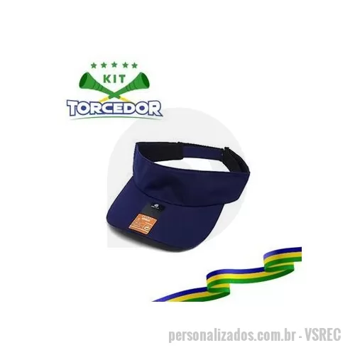 Kit copa do mundo personalizado - A viseira de poliéster é um acessório versátil e prático, feito de um material sintético durável e resistente. Características- Material: Poliéster, um material sintético conhecido por sua durabilidade e resistência. - Leveza: As viseiras de poliéste