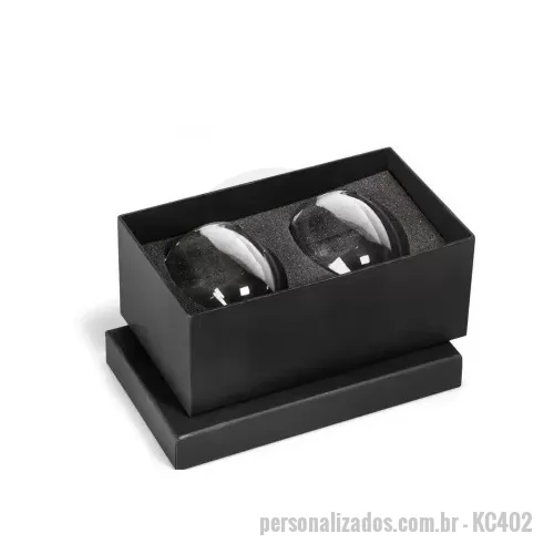 Kit copo personalizado - Kit copo Personalizado - KC402 - Kit em caixa de papel, 2 copos de vidro de parede dupla de 90ml. - 182351 - Kit copo