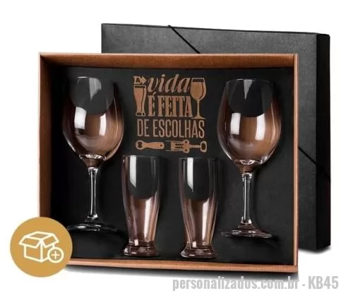 Kit costura personalizado - Kit de Taças de Vinho e Tulipa para Cerveja Personalizado