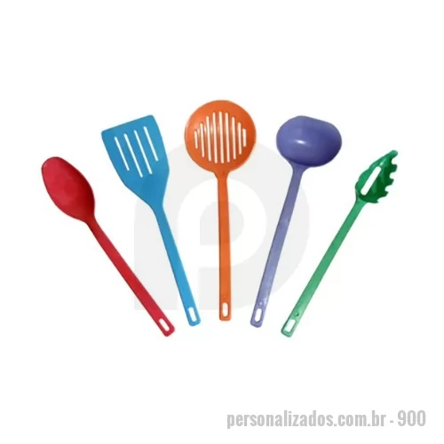 Kit cozinha personalizado - Talheres em plastico ou nylon. Usadas para manuseio de alimentos. Gravação em tinta.