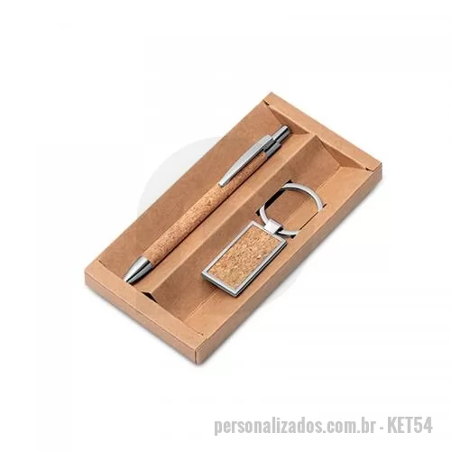 Kit escritório personalizado - Kit Conjunto de Chaveiro e Caneta Ecológico Personalizado.