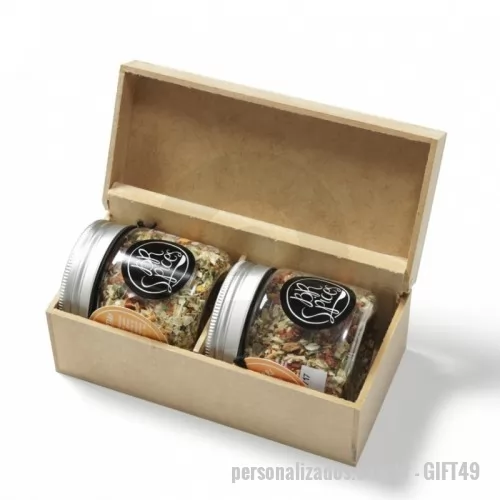 Kit especiarias personalizado - Kit Gourmet com especiarias especiais com caixa de madeira (vários sabores)