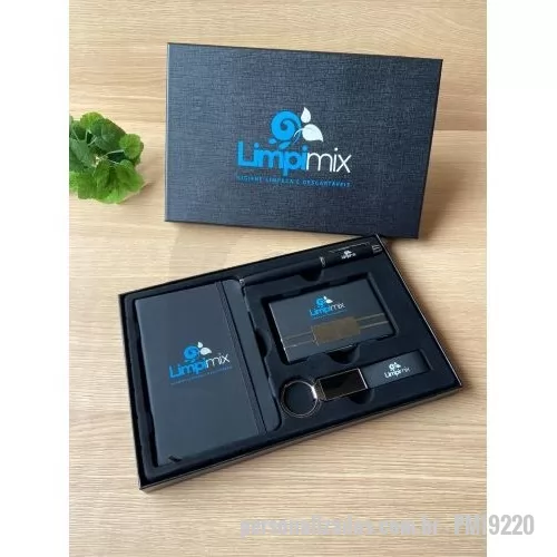 Kit executivo personalizado - KIT EXECUTIVO - PORTA CARTÃO BLOCO - PM19220