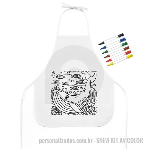 Kit infantil personalizado - kit Avental + Canetas para Tecido