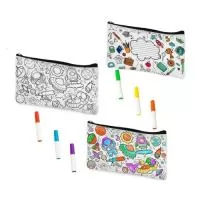 Kit Infantil - Estojo personalizado + conjunto de Canetas para Tecidos, 