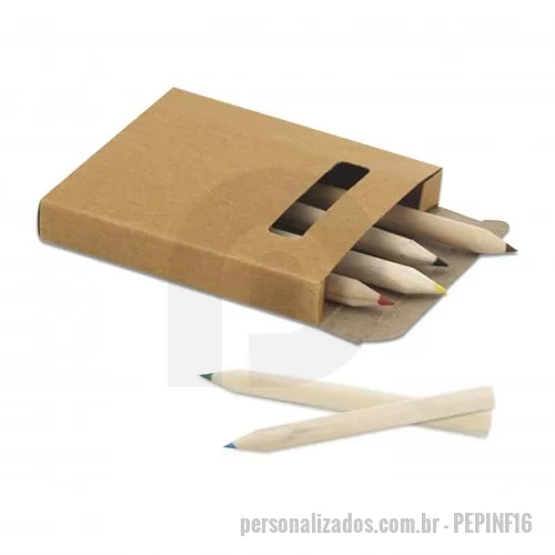 Kit lápis personalizado - Kit para Colorir com 6 mini Lapis Promocional