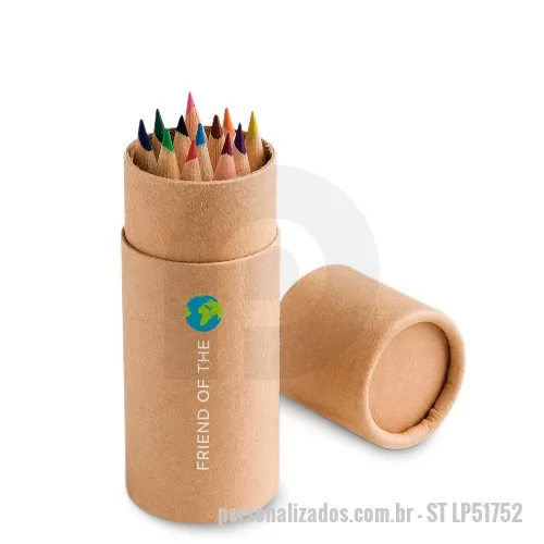 Kit lápis personalizado - Caixa de Lapis de Cor Personalizada, Medidas d35 x 97 mm
