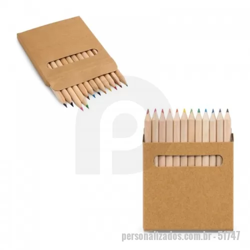 Kit lápis personalizado - Caixa de cartão com 12 lápis de cor. 90 x 90 x 9 mm 