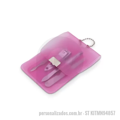 Kit manicure personalizado - Kit Manicure para Lembrançinhas de Casamento, Com 4 peças e um lindo estojo em PVC, o Kit Manicure para Lembrancinhas de Casamento é o brinde perfeito para ser distribuído em festas de casamento e eventos de moda e beleza. Leve e portátil, conta com 
