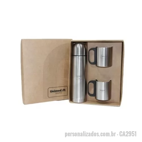 Kit personalizado - Kits com canecas e garrafa térmicas para brindes personalizado promocional 