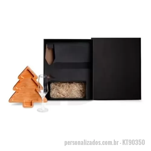 Kit pestiqueira personalizado - Kit para petisco. Kit composto por petisqueira com formato de pinheiro, uma taça de vidro para champanhe e espaço para garrafa baby (NÃO ACOMPANHA GARRAFA).