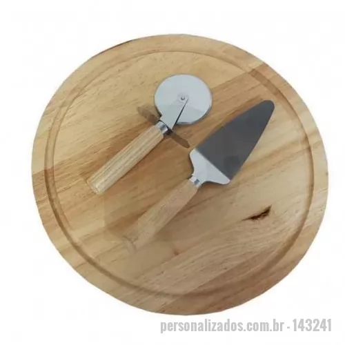 Kit pizza personalizado - kit de pizza 3 peças, tábua 34cm, itens personalizados a laser , embalados em caixa de papelão branca 