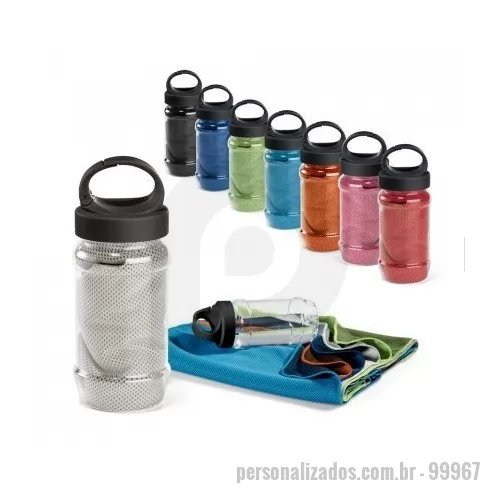 Kit toalha personalizado - ARTX PLUS. Kit toalha e garrafa em poliamida e poliéster com garrafa