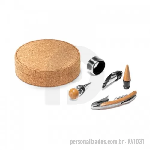 Kit vinho personalizado - Conjunto para vinho Corti?a. Saca-rolhas com Canivete de Sommelier