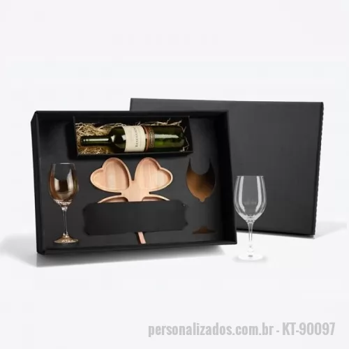 Kit vinho personalizado - Kit para Petisco e Vinho 