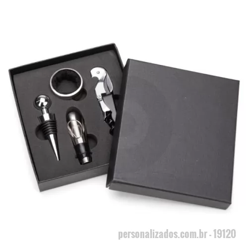 Kit vinho personalizado - Kit Vinho 4 Peças - 15,7 x 13,8 x 3,1 cm