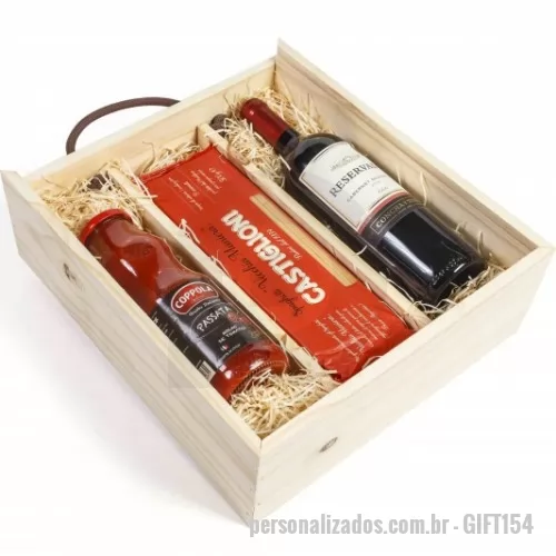 Kit vinho personalizado - Kit vinho Personalizado - GIFT154 - Kit Gourmet com Massa Italiana e Vinho - 89992 - Kit vinho