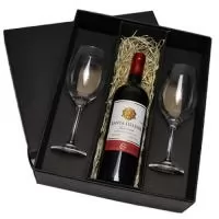 1 VINHO TINTO SUAVE CABERNET SAUVIGNON  SANTA HELENA 750ML 2 TAÇA BARONE VINHO 385 ML 1 CAIXA