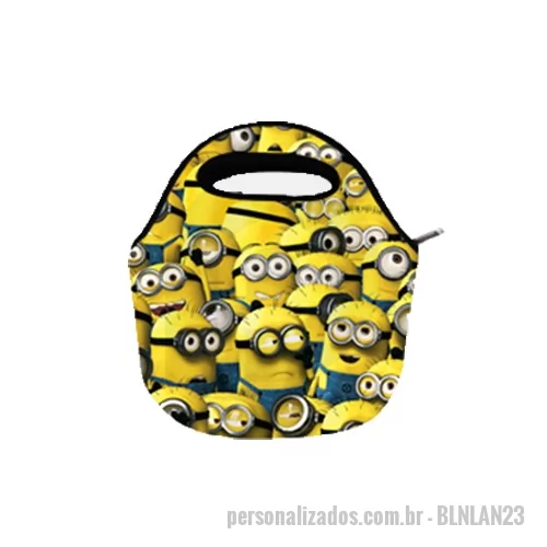 Lancheira térmica personalizada - Mini Necessaire Lancheira Gourmet produzida em neoprene medindo:23x22x12