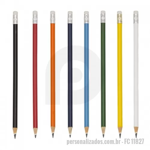 Lápis com Borracha personalizado - Lápis resinado colorido com borracha e grafite preto, guarnição prateada.  Largura :  0,7 cm  Comprimento :  18,9 cm  Medidas aproximadas para gravação (CxL):  5 cm x 0,5 cm  Peso aproximado (g):  9